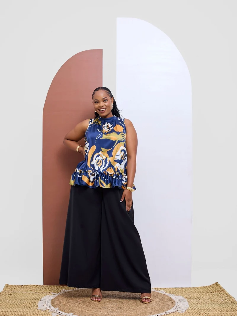 Vivo Kelemi 4.0 Sleeveless Top - Navy / Mustard Nashe Print