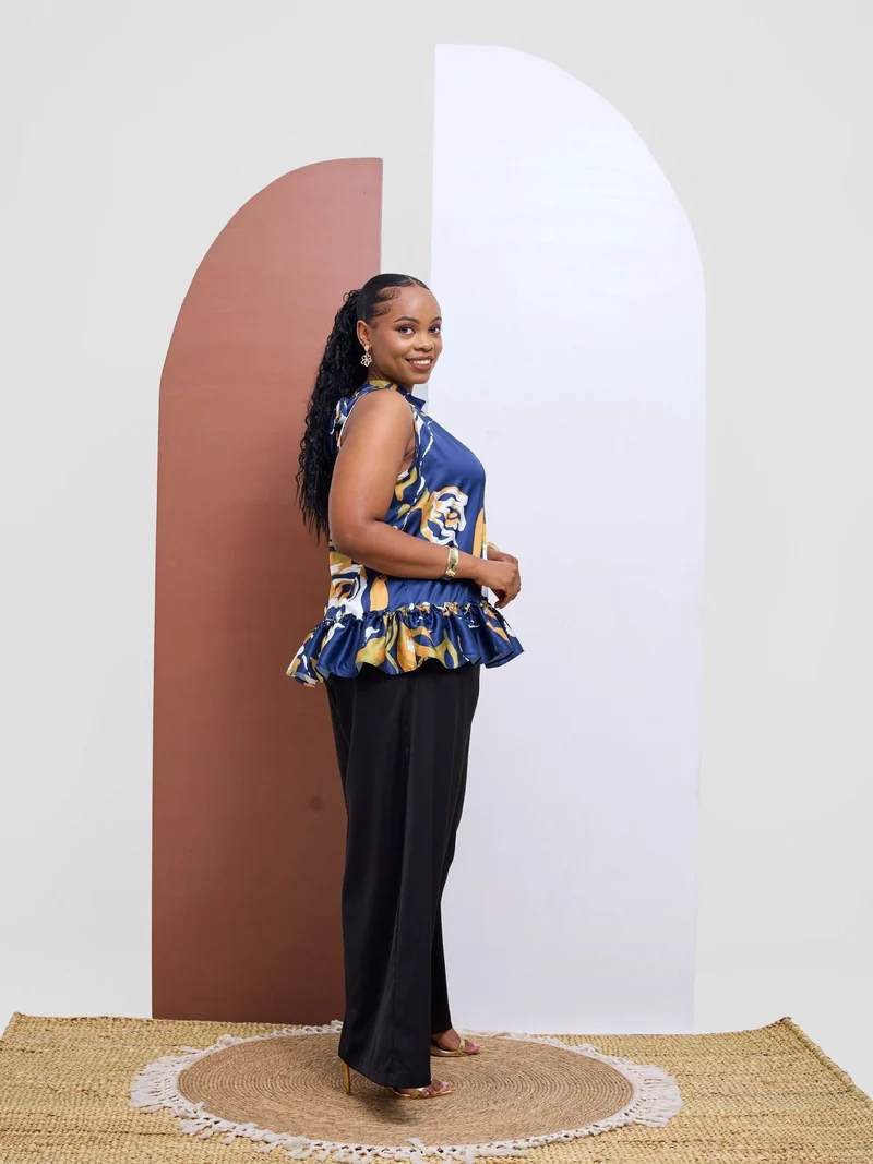 Vivo Kelemi 4.0 Sleeveless Top - Navy / Mustard Nashe Print