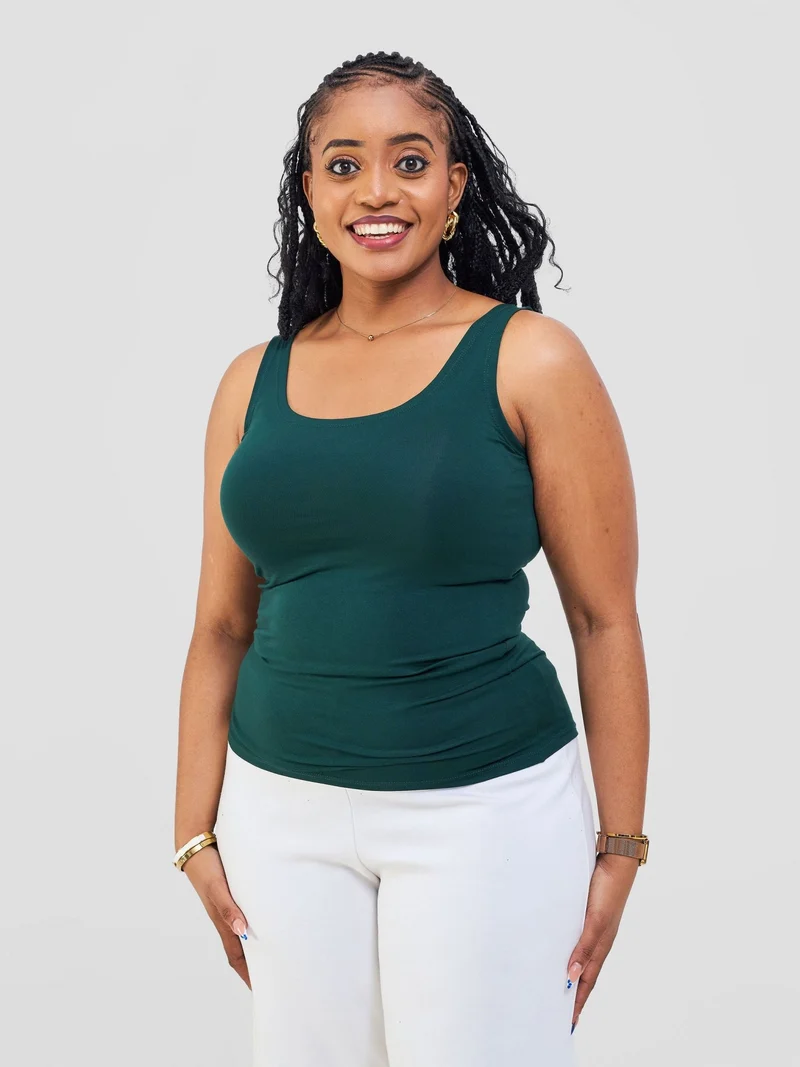 Vivo Basic Tank Top in Jersey - Dark Green