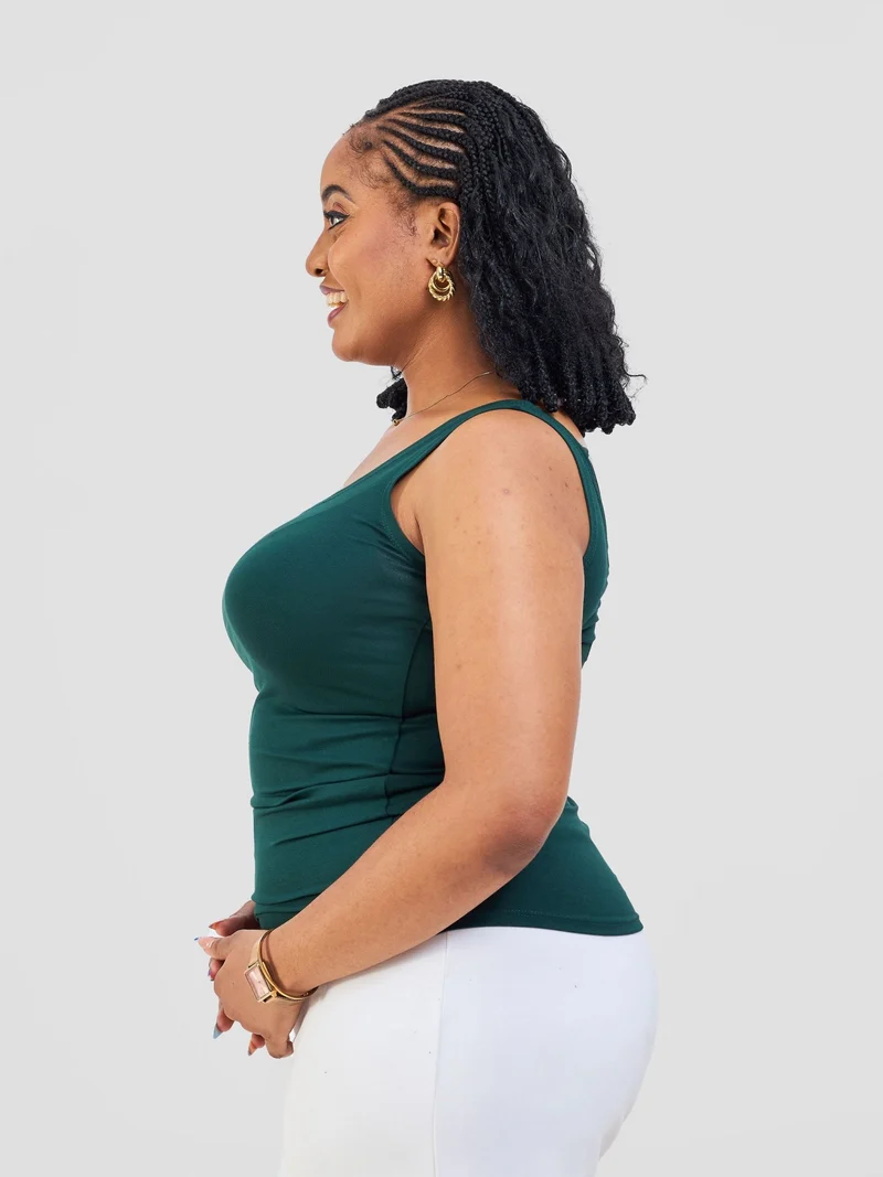 Vivo Basic Tank Top in Jersey - Dark Green