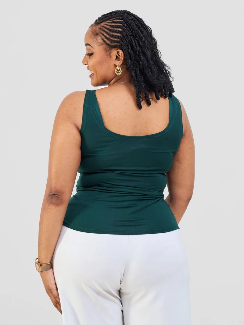 Vivo Basic Tank Top in Jersey - Dark Green