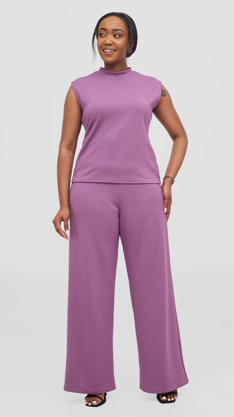 Vivo Ria Mock Neck Top - Lilac