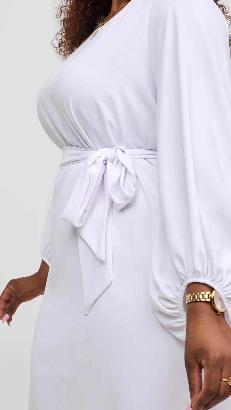 Vivo Naya Bishop Sleeve Shift Dress - White