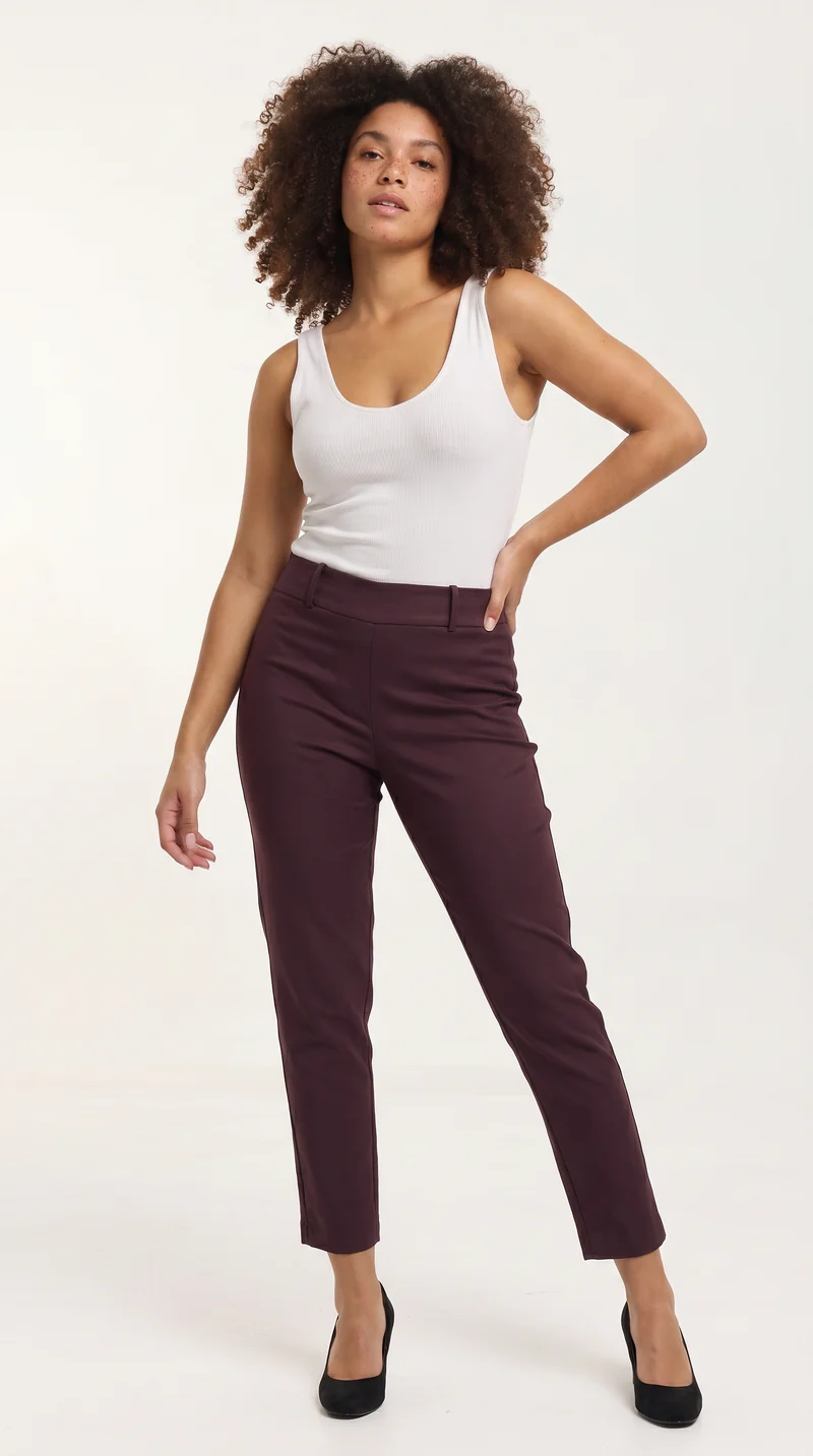 Vivo Slim Fit Pants in Crepe - Dark Brown