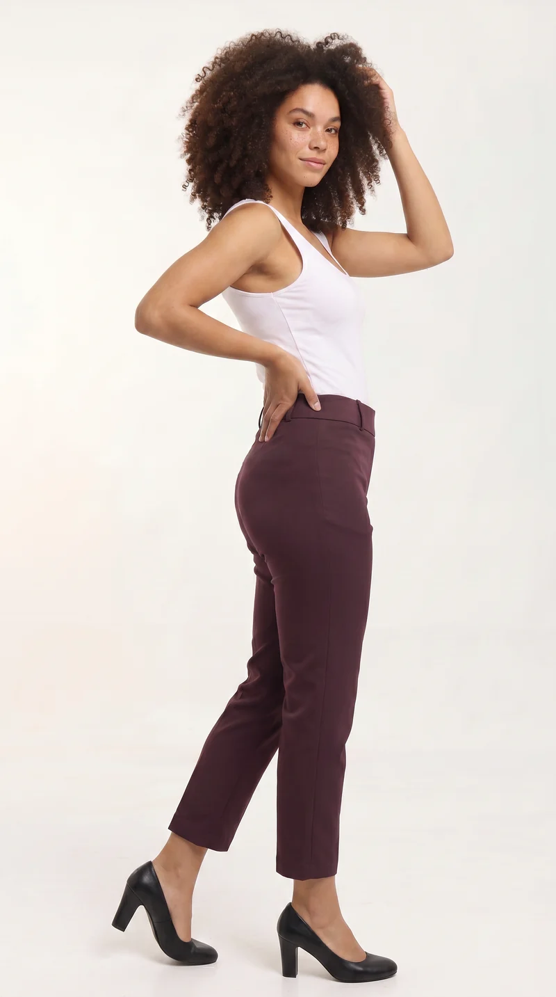 Vivo Slim Fit Pants in Crepe - Dark Brown