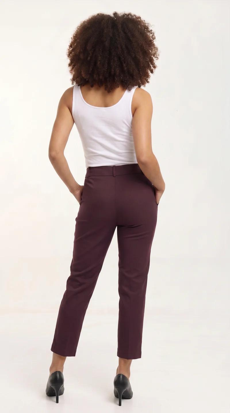 Vivo Slim Fit Pants in Crepe - Dark Brown