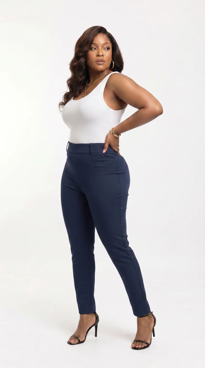 Vivo Slim Fit Pants in Crepe - Navy
