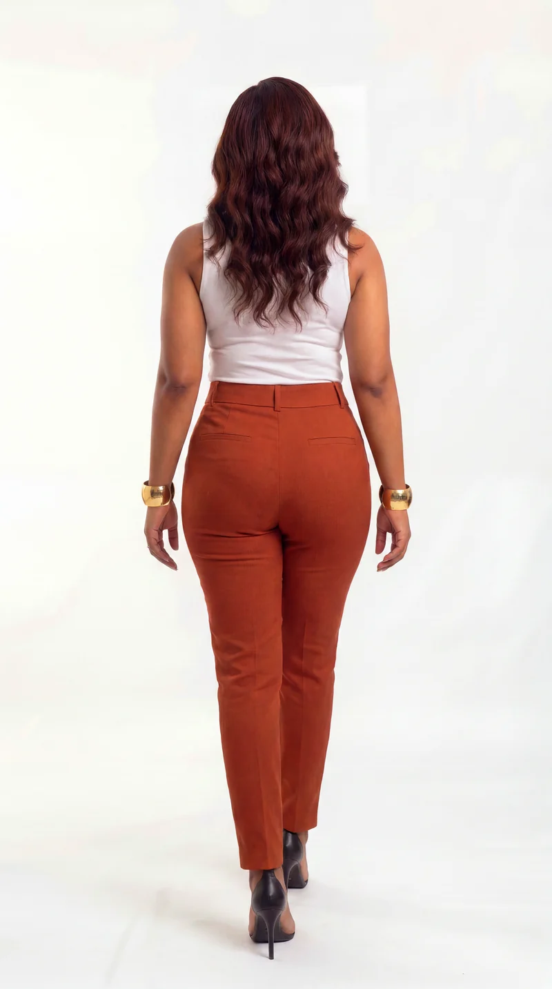 Vivo Slim Fit Pants in Crepe - Rust