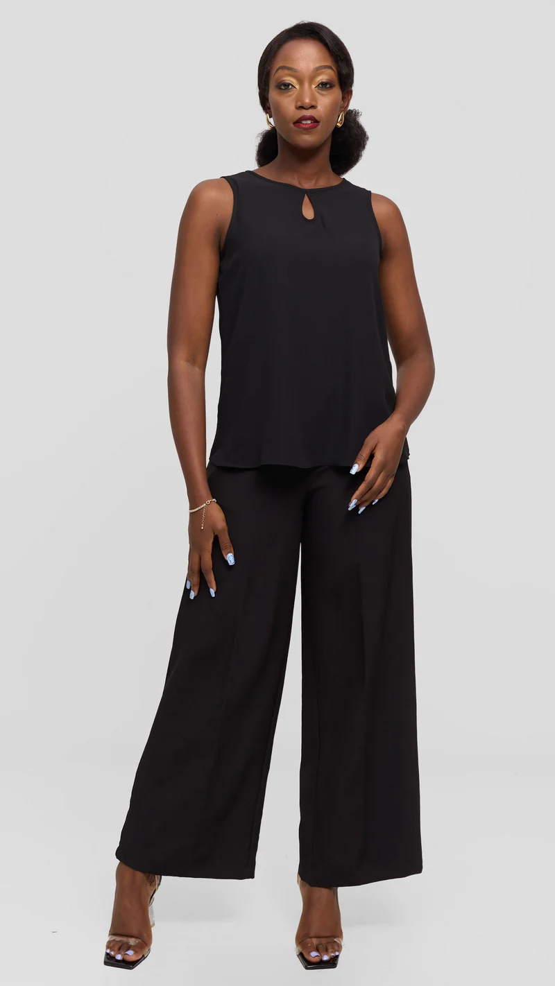 Vivo Sierra Sleeveless Double Layered Top in Chiffon - Black