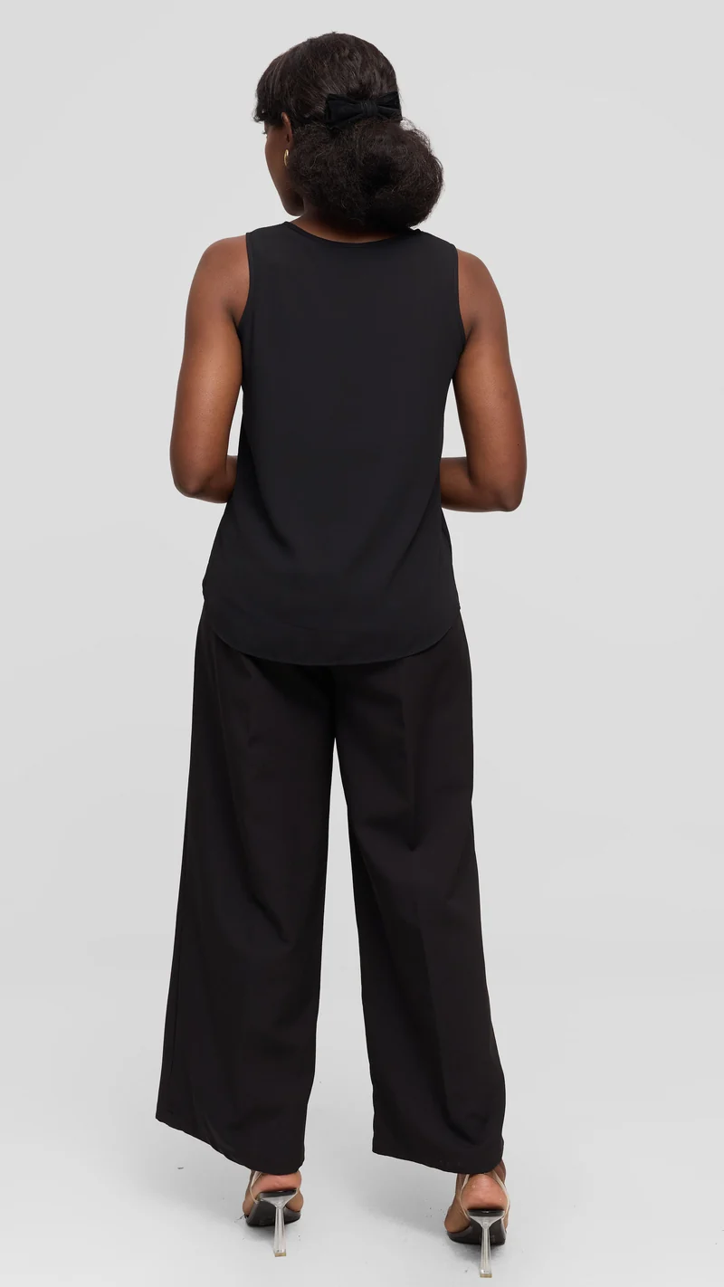 Vivo Sierra Sleeveless Double Layered Top in Chiffon - Black