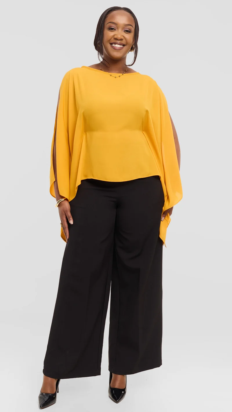 Vivo Wide Top in Chiffon - Mustard