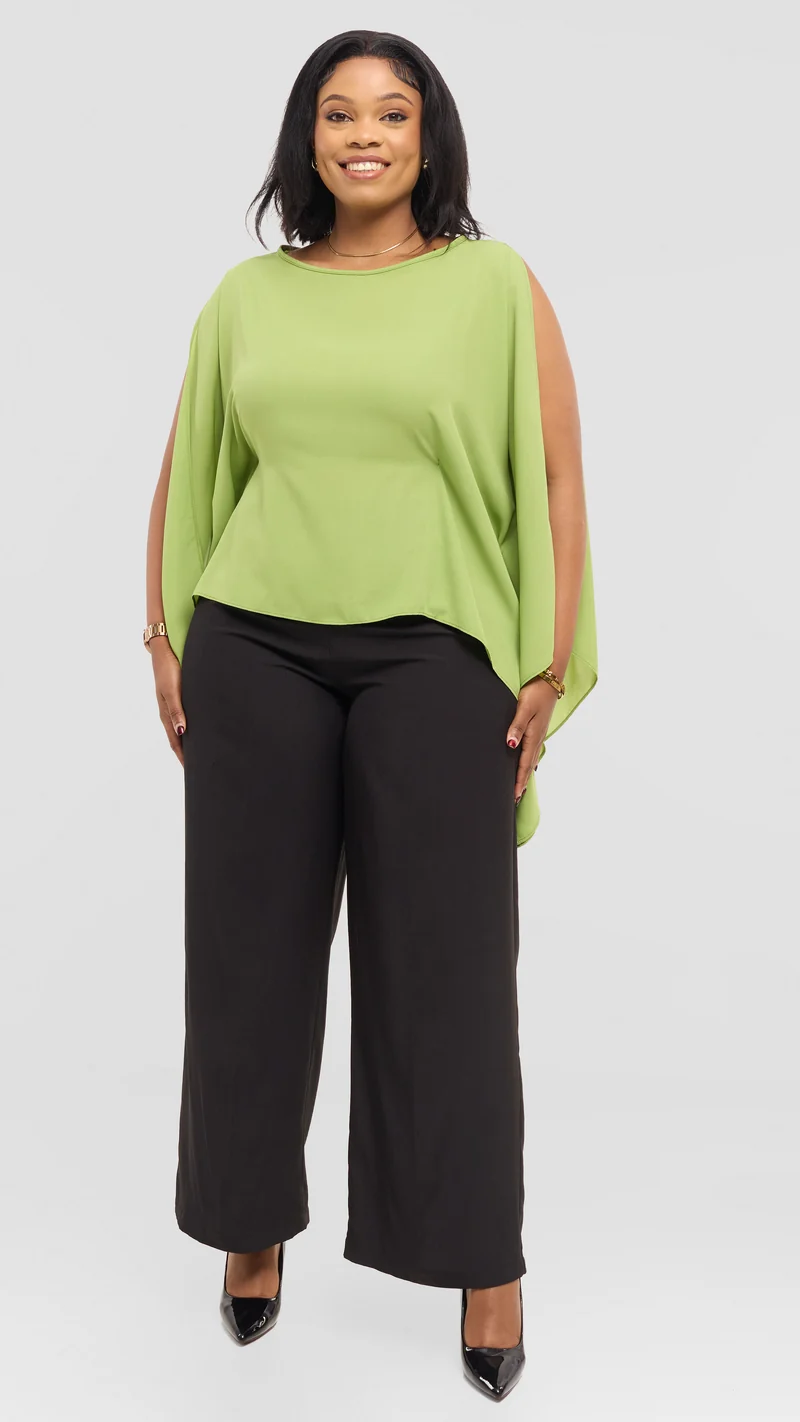 Vivo Wide Top in Chiffon - Lime Green