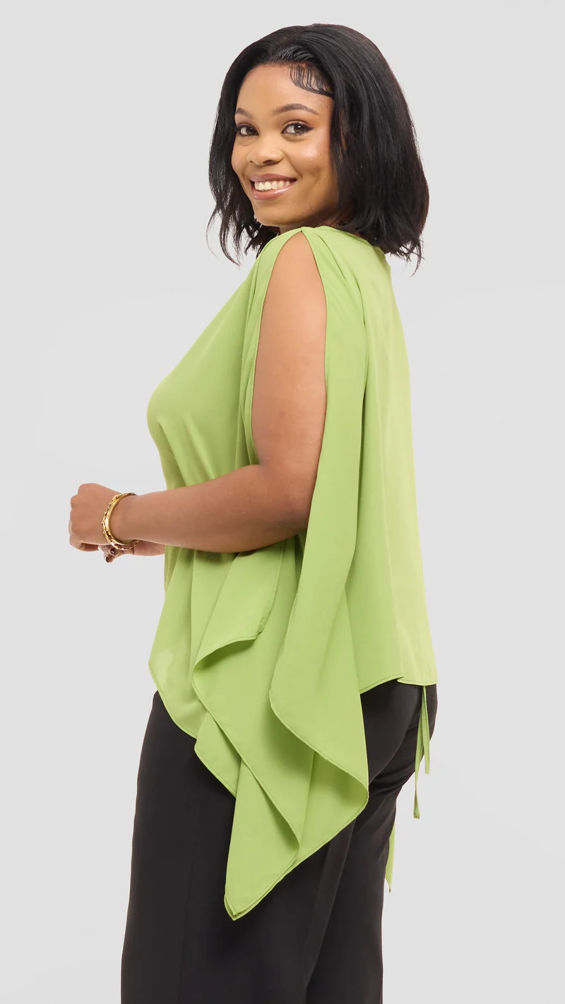 Vivo Wide Top in Chiffon - Lime Green