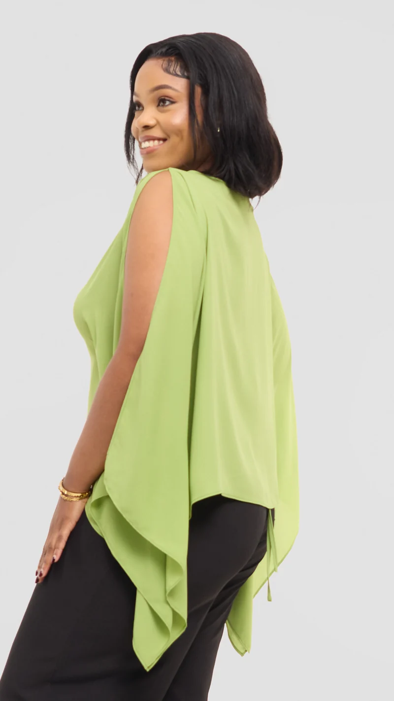 Vivo Wide Top in Chiffon - Lime Green