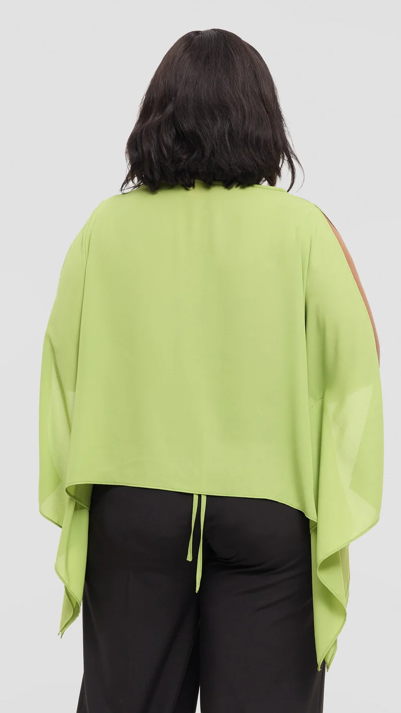 Vivo Wide Top in Chiffon - Lime Green