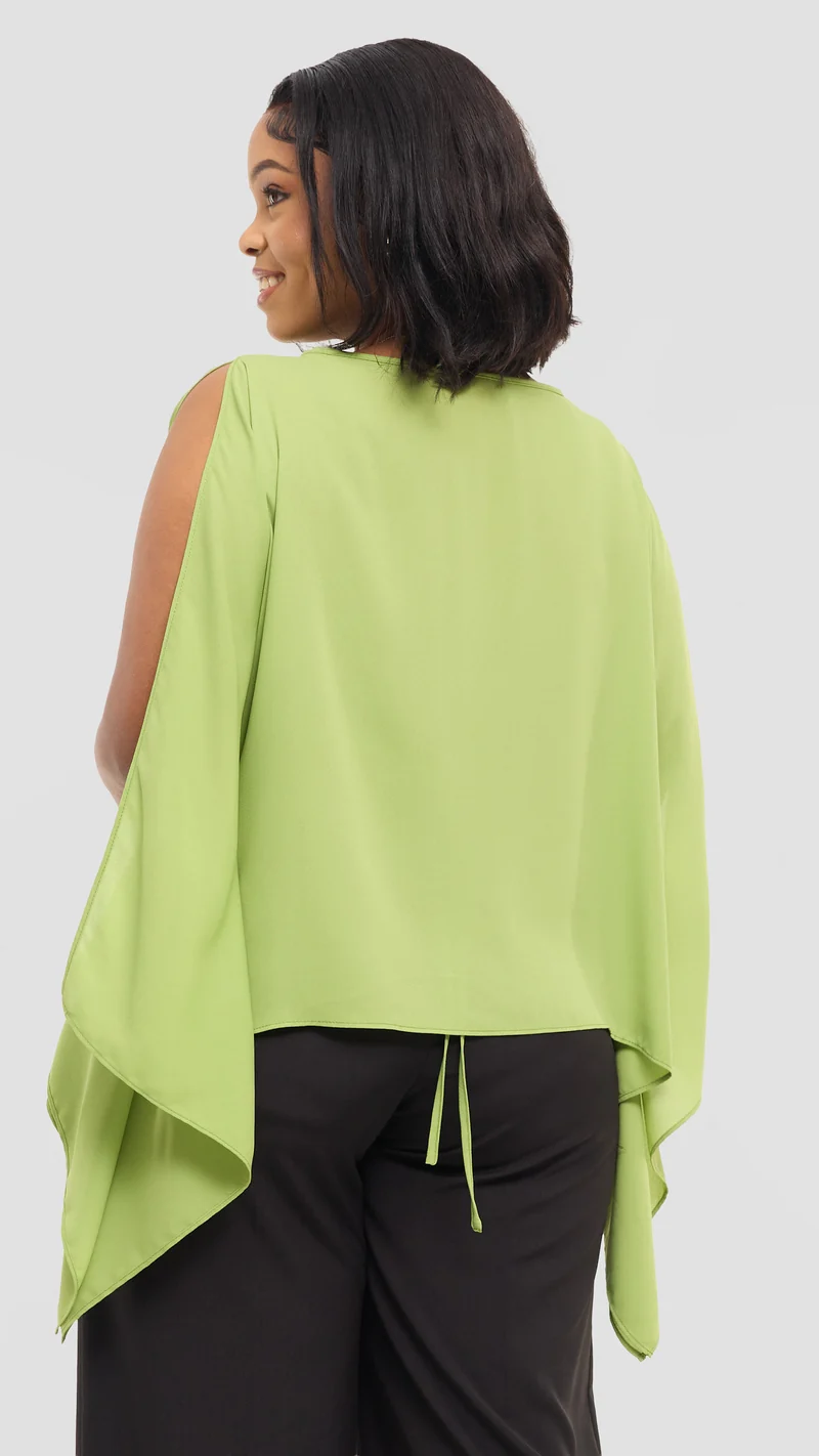 Vivo Wide Top in Chiffon - Lime Green