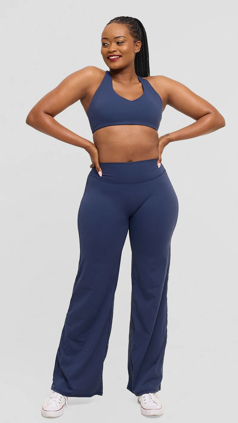 Flen Store Sports Bra & Straight Leg Leggings Set - Navy