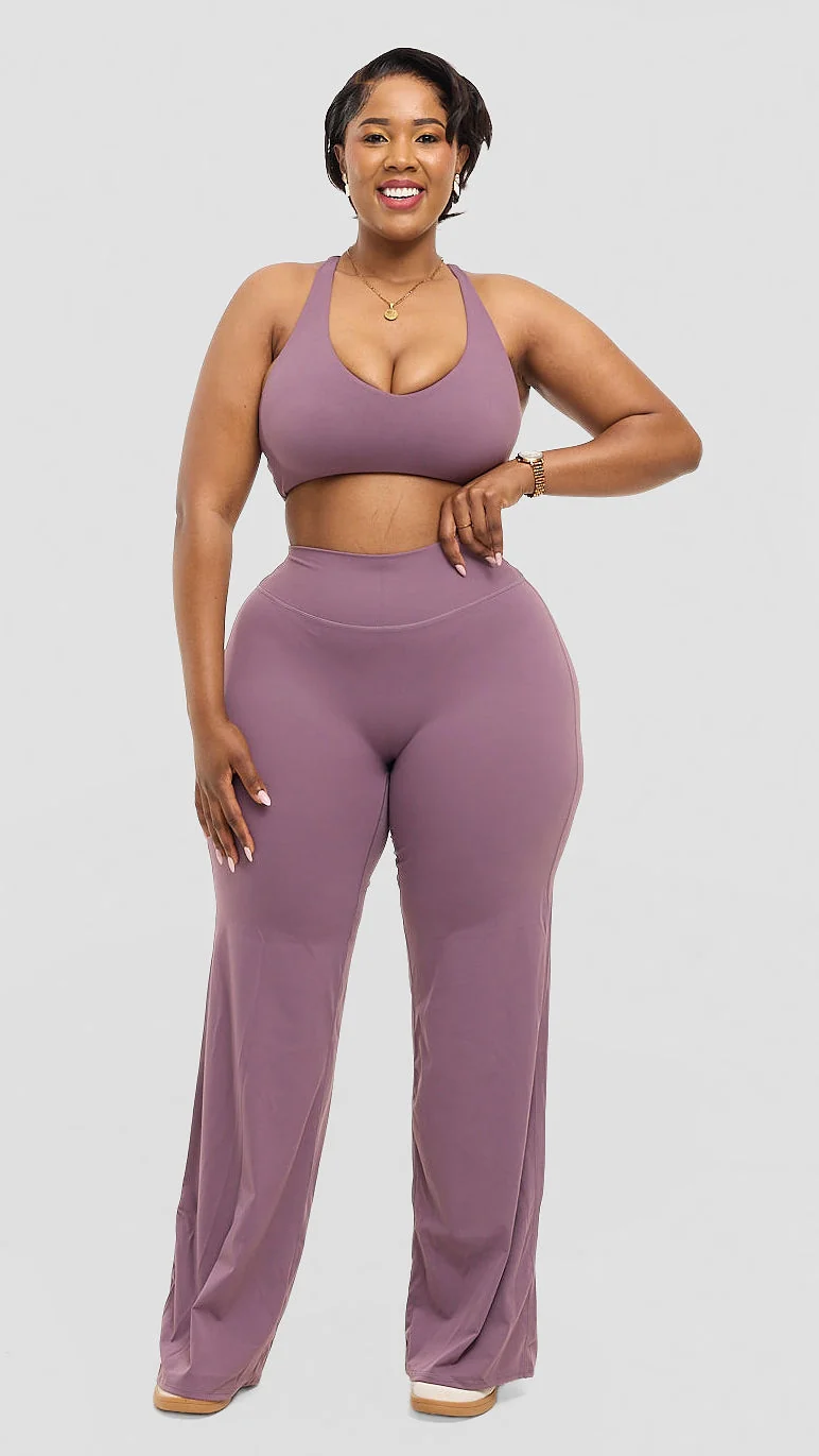 Flen Store Sports bra & Straight Leg Leggings Set - Purple