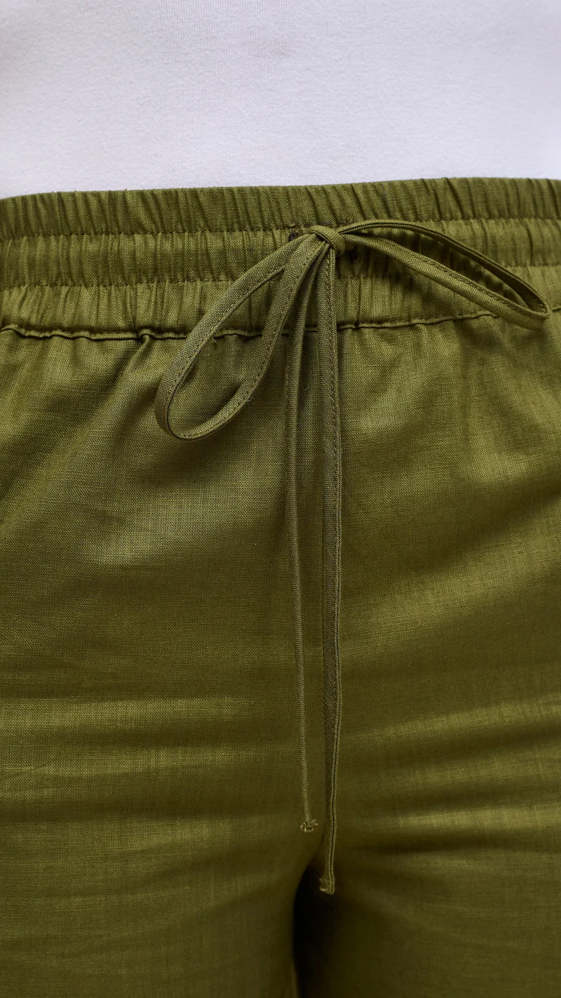 Vivo Liora Drawstring Pants - Olive Green