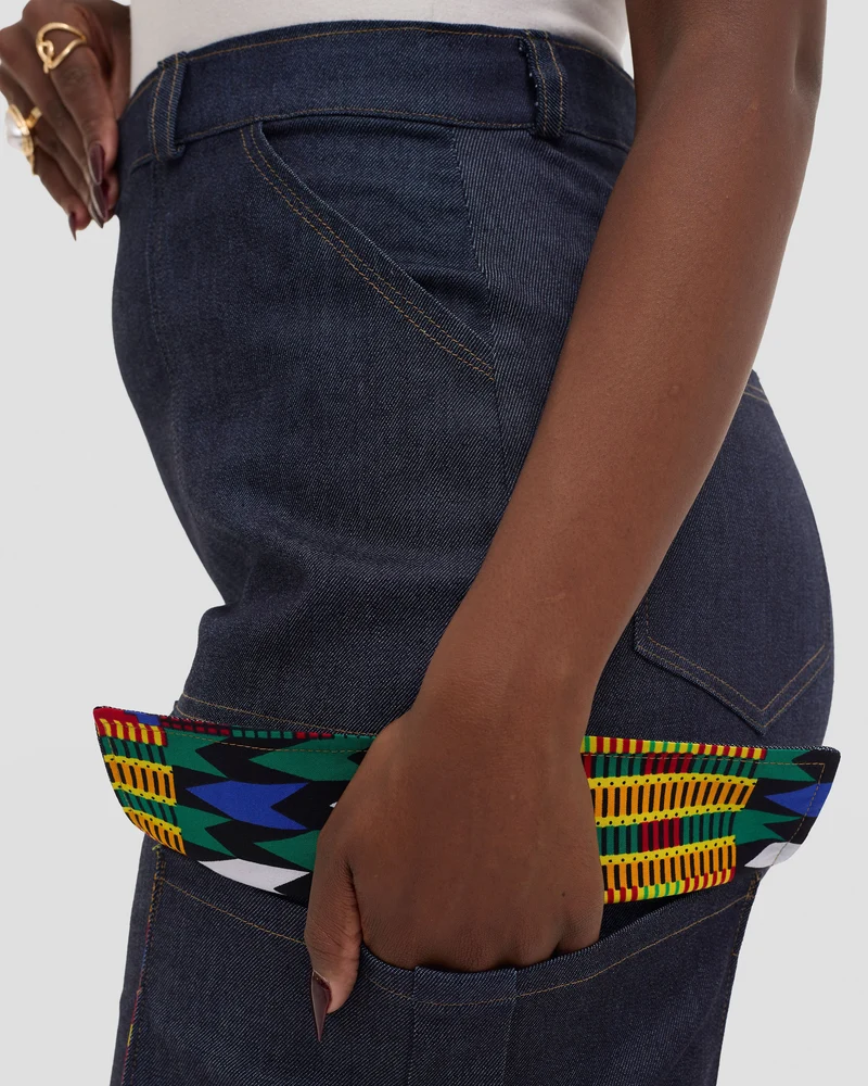 Home of Calor wide Leg Baggy Side Pocket Pant - Dark Blue Jeans