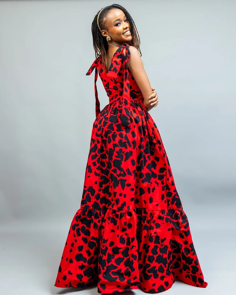 Afriwia Subira Maxi Dress - Red Print