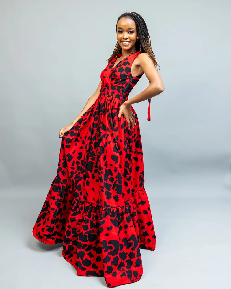 Afriwia Subira Maxi Dress - Red Print