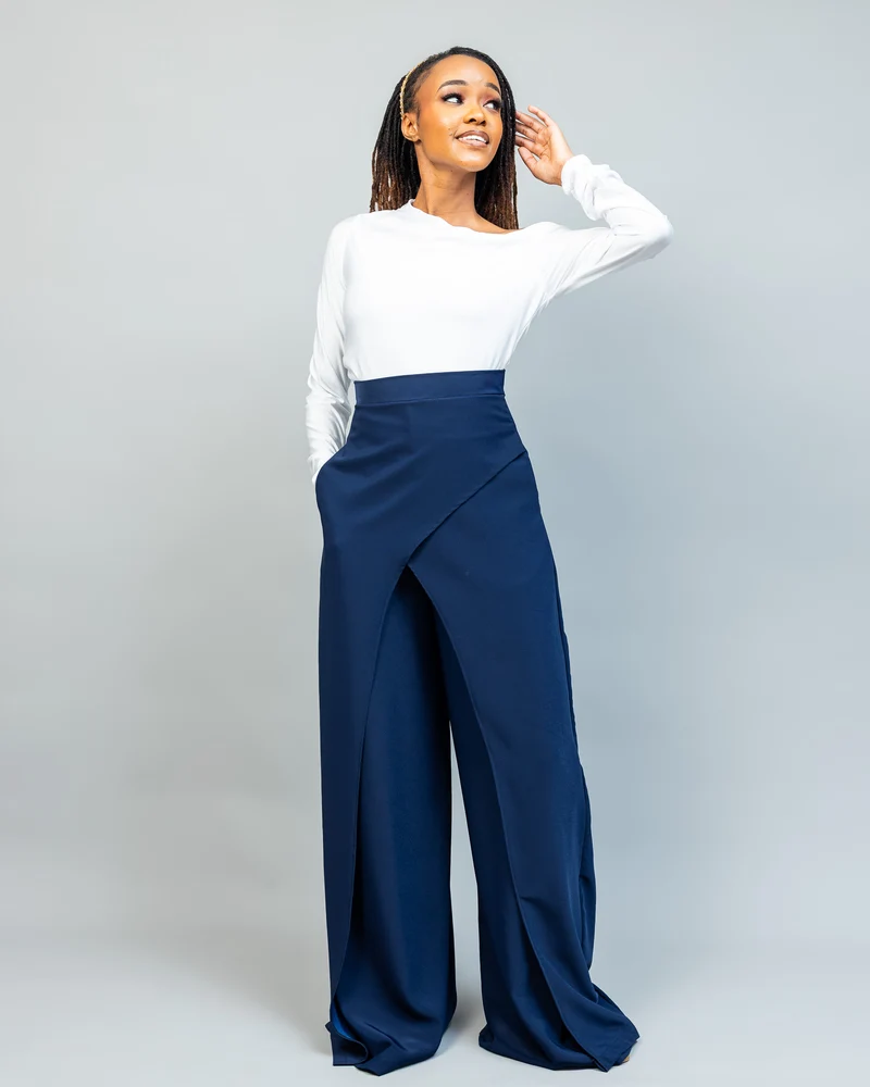 Afriwia Terra Wide-Leg Pants - Navy Blue