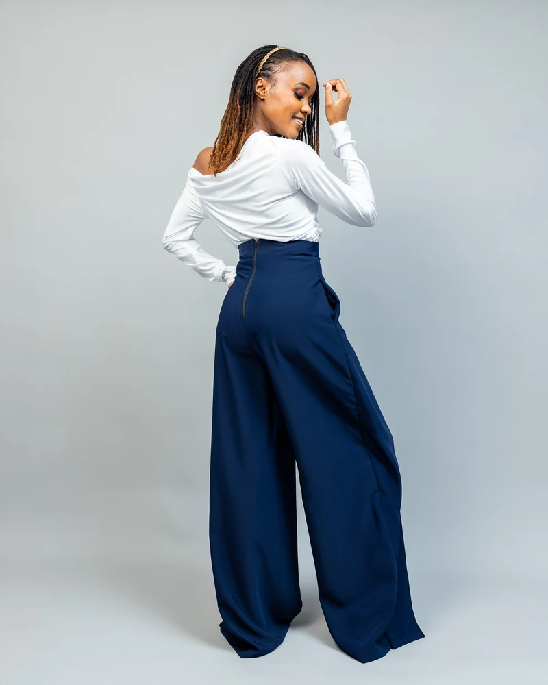 Afriwia Terra Wide-Leg Pants - Navy Blue