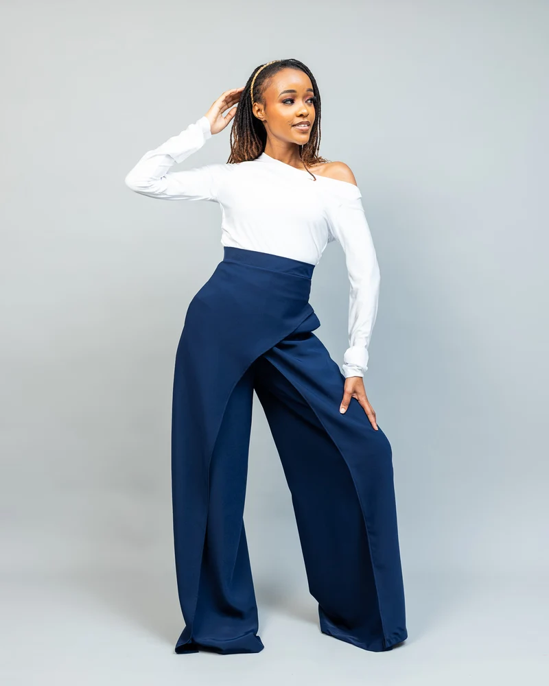 Afriwia Terra Wide-Leg Pants - Navy Blue