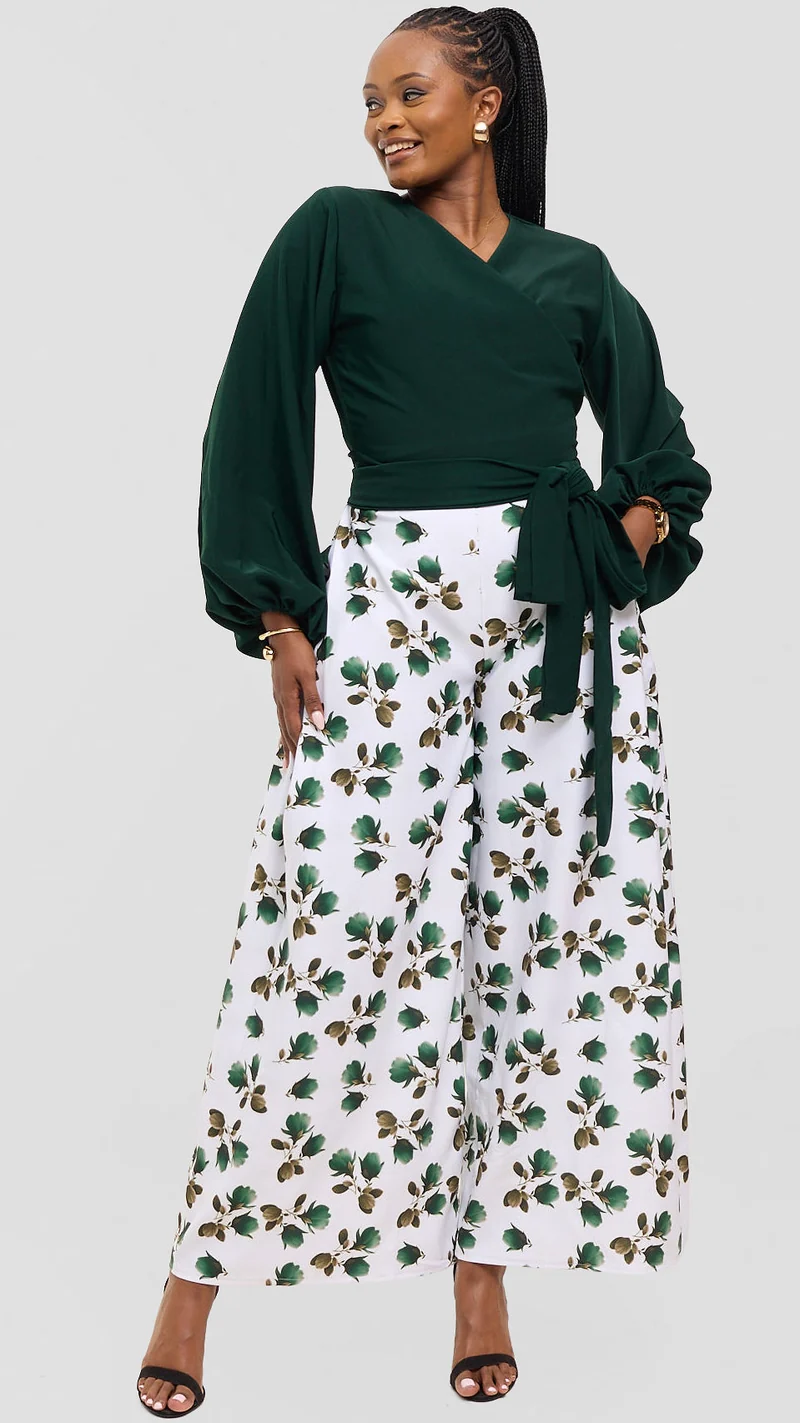 Eunike Midnight Bloom Palazzo Pants - Green