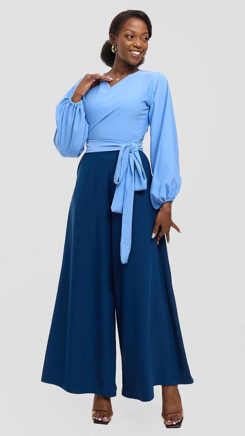 Eunike Zeinabu Palazzo Pants - Teal Blue