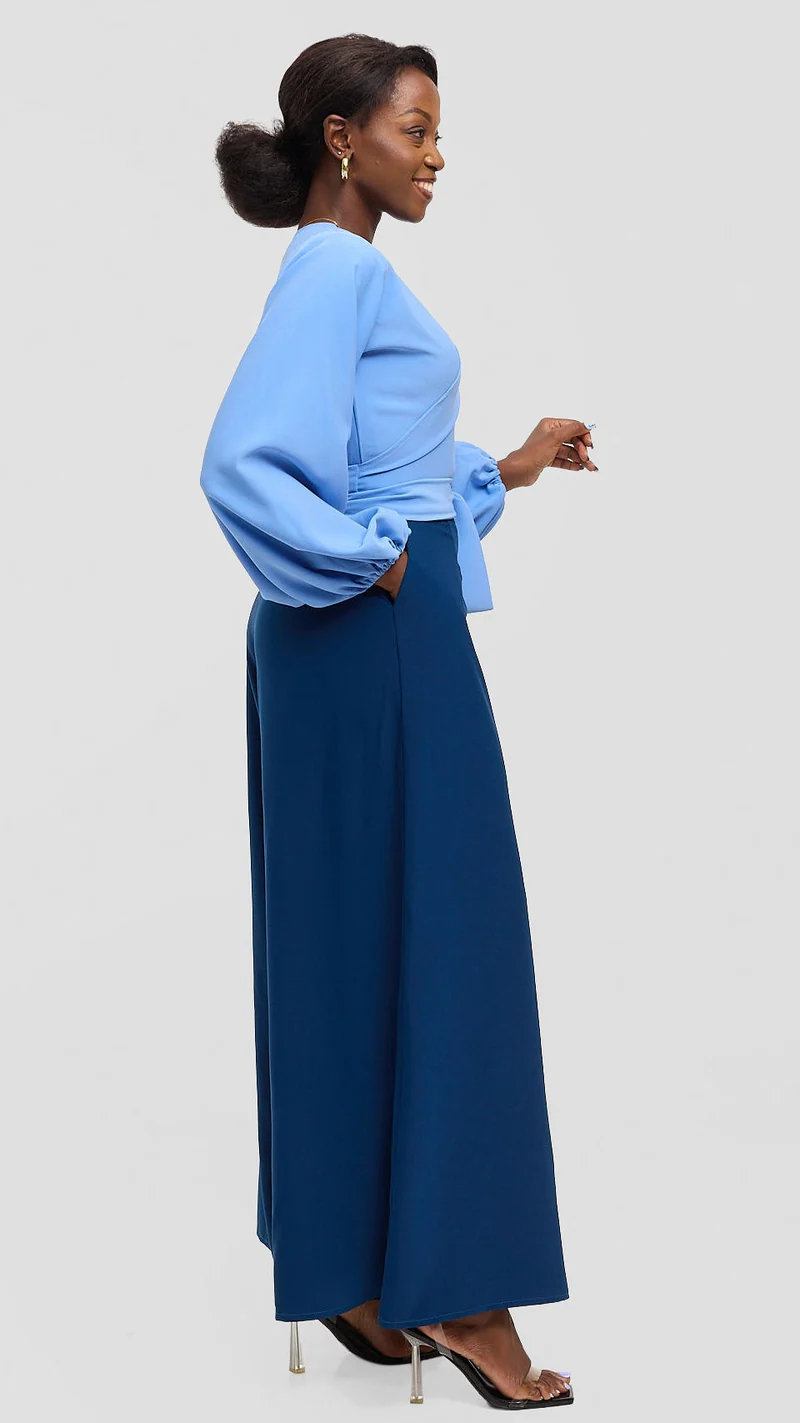 Eunike Zeinabu Palazzo Pants - Teal Blue