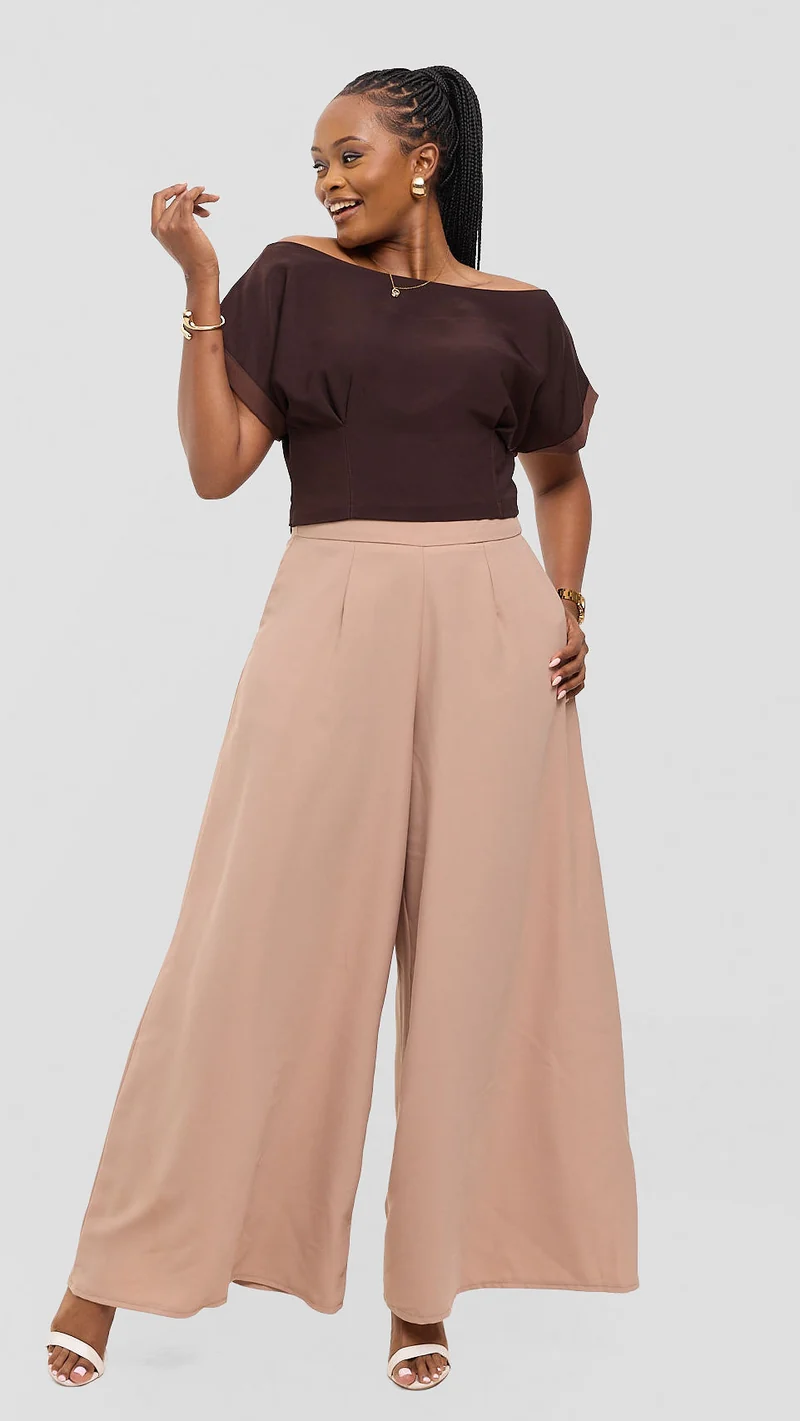 Eunike Zeinabu Palazzo Pants - Nude / Beige