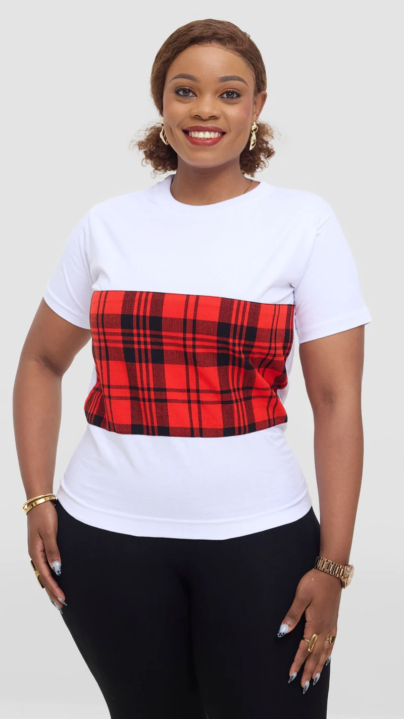 Princess Affair Tshirt with Front Maasai Detail - White