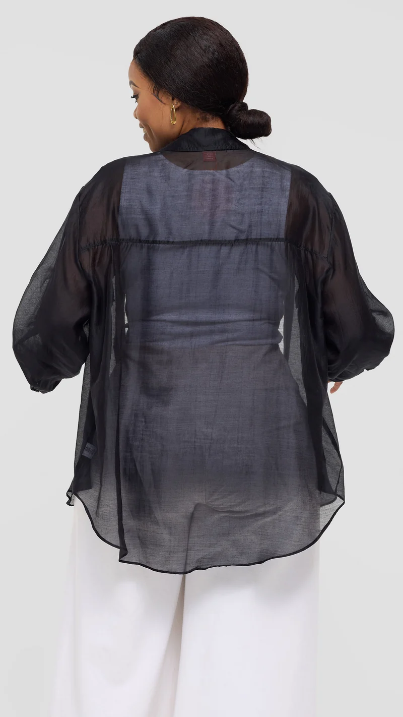 Vivo Drop Shoulder Shirt in Organza - Black