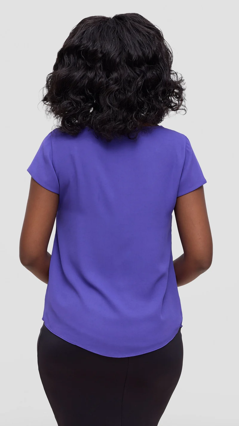 Vivo Basic Chiffon Cap Sleeve Top (Double Layered) - Purple