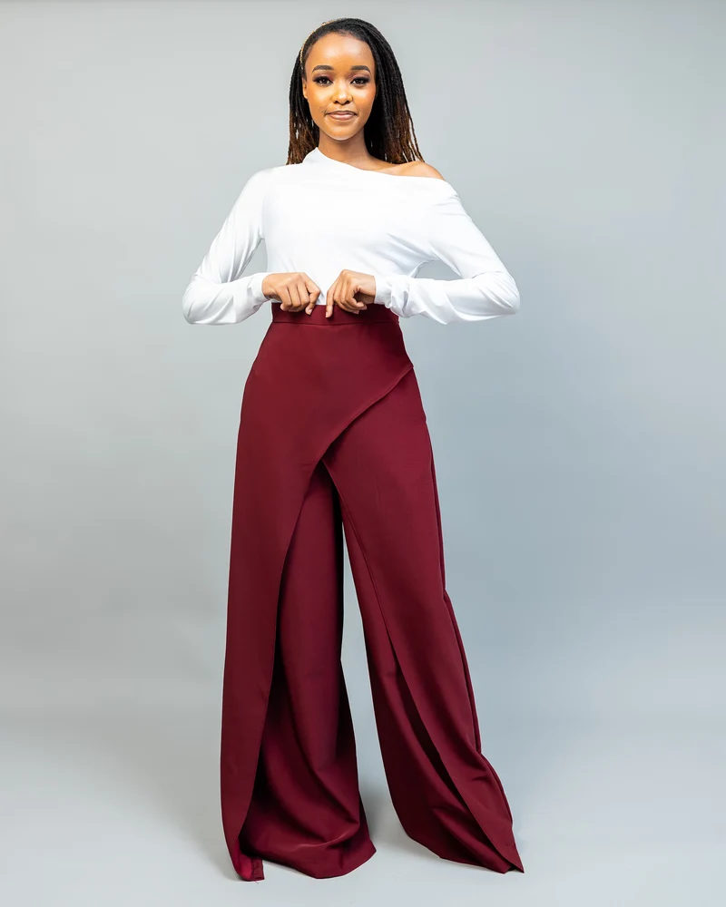 Afriwia Terra Wide-Leg Pants - Maroon