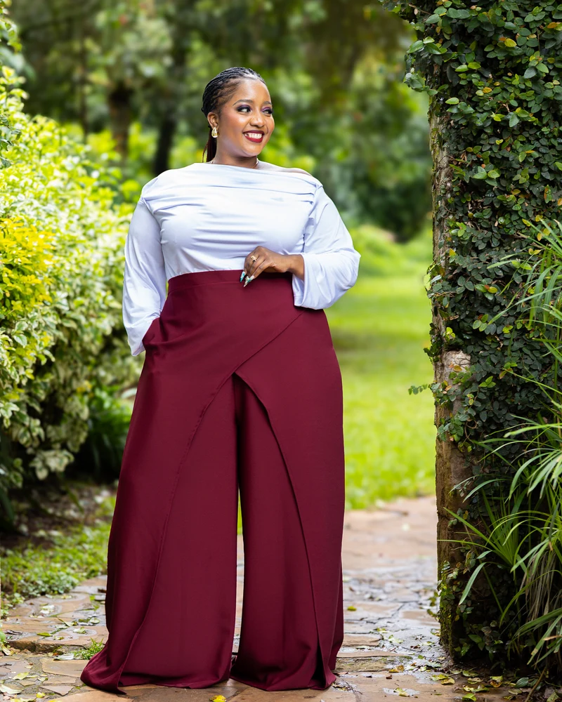 Afriwia Terra Wide-Leg Pants - Maroon