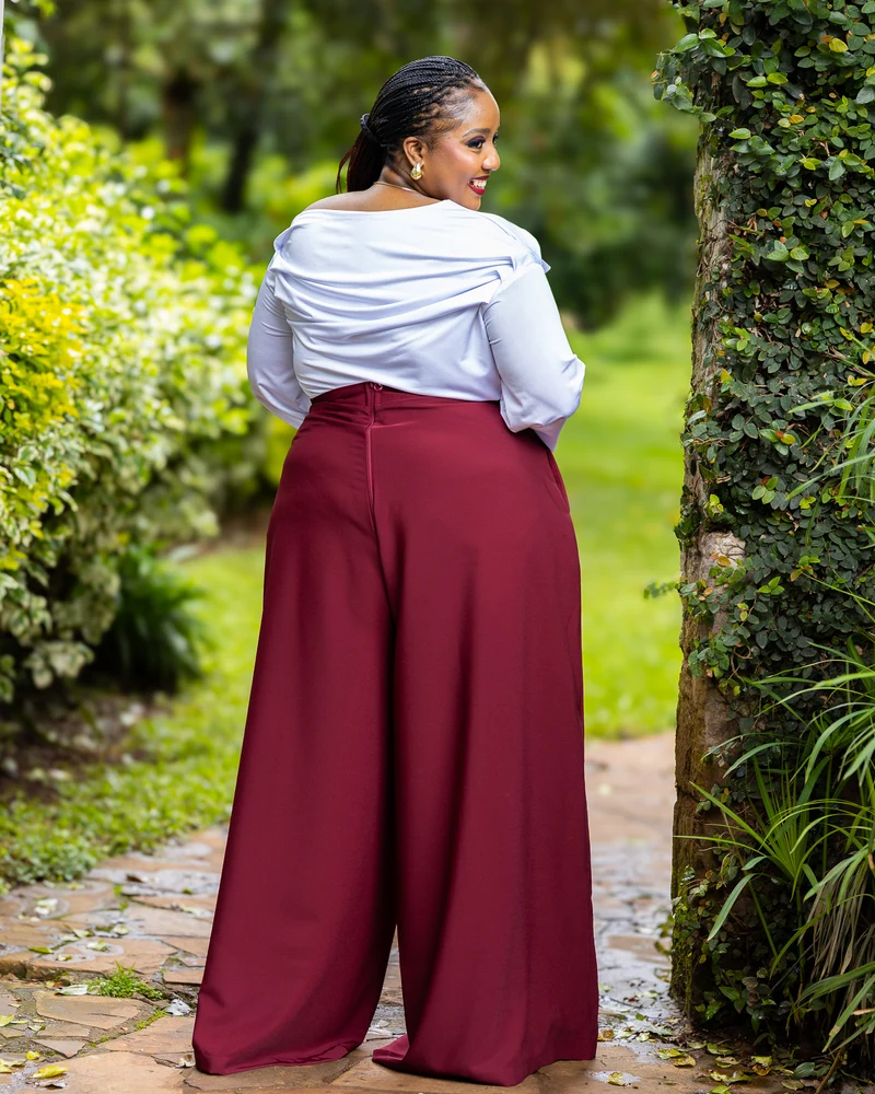 Afriwia Terra Wide-Leg Pants - Maroon