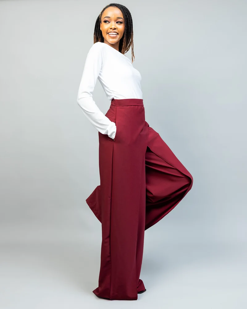 Afriwia Terra Wide-Leg Pants - Maroon