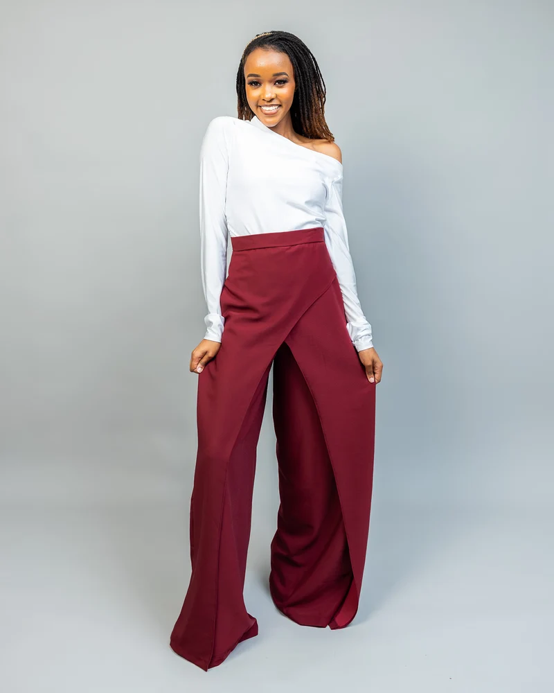 Afriwia Terra Wide-Leg Pants - Maroon