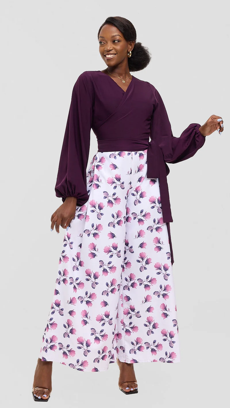 Eunike Zaria Wrap Top - Black Current Purple