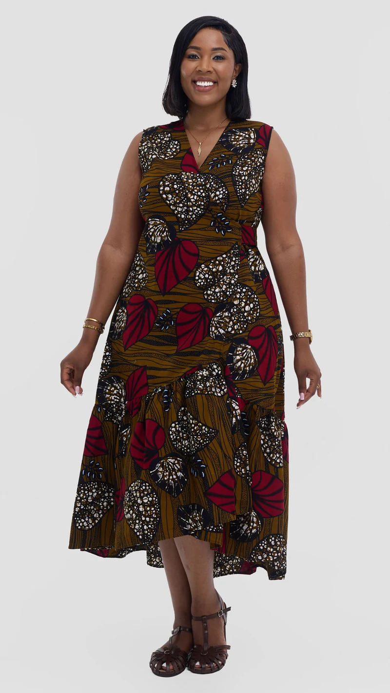 Safari Savannah Kitenge Midi Wrap Dress - Sipo Print