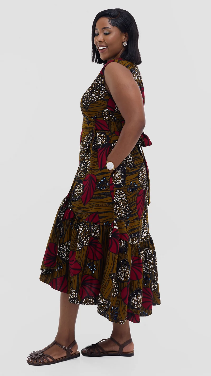Safari Savannah Kitenge Midi Wrap Dress - Sipo Print