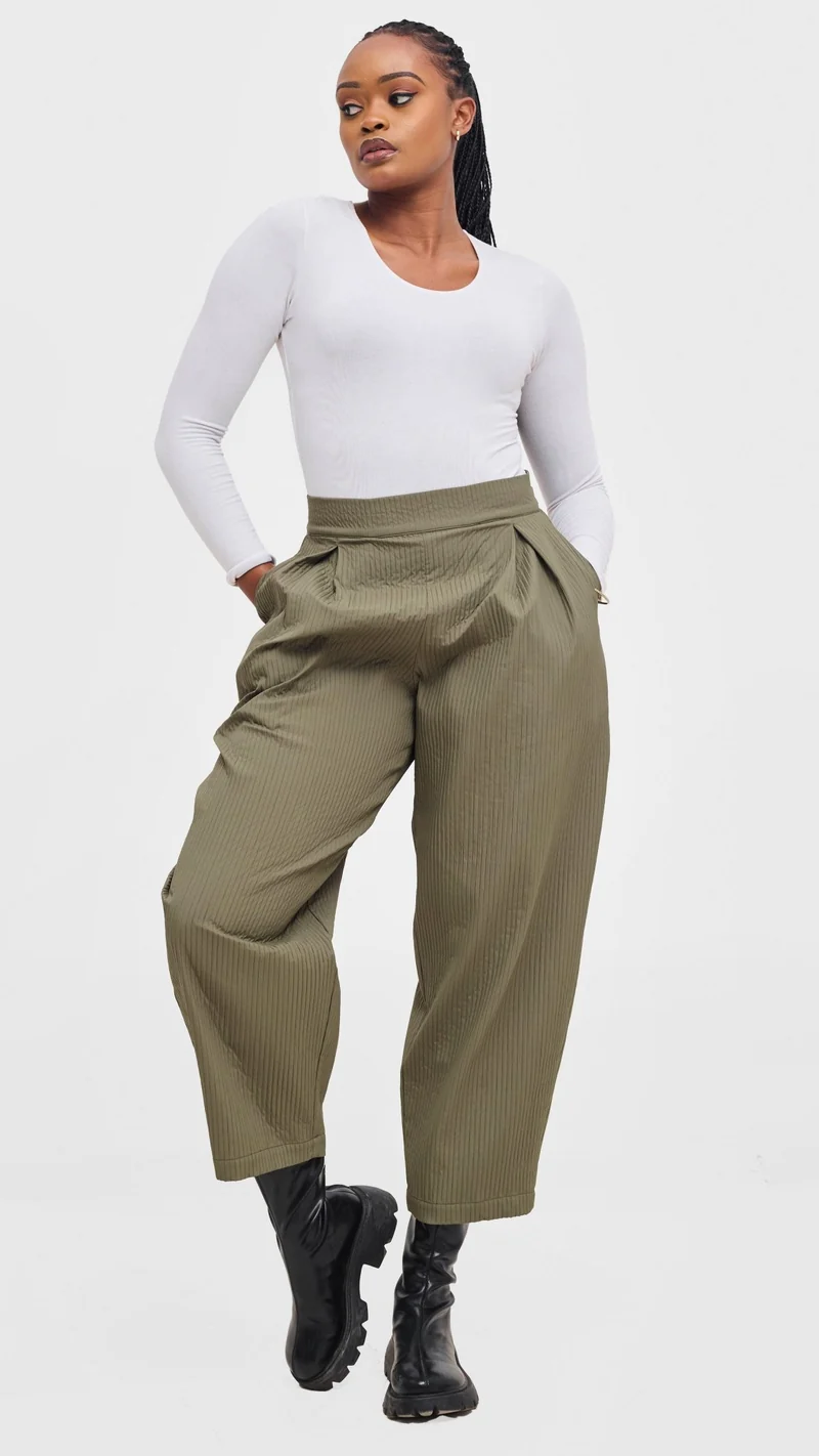 Shiv & Shikie X Safari Barrel Pants - Olive