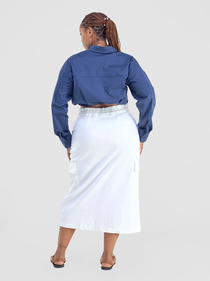 Safari by Vivo Kamari Long Sleeve Drawstring Shacket - Navy Blue