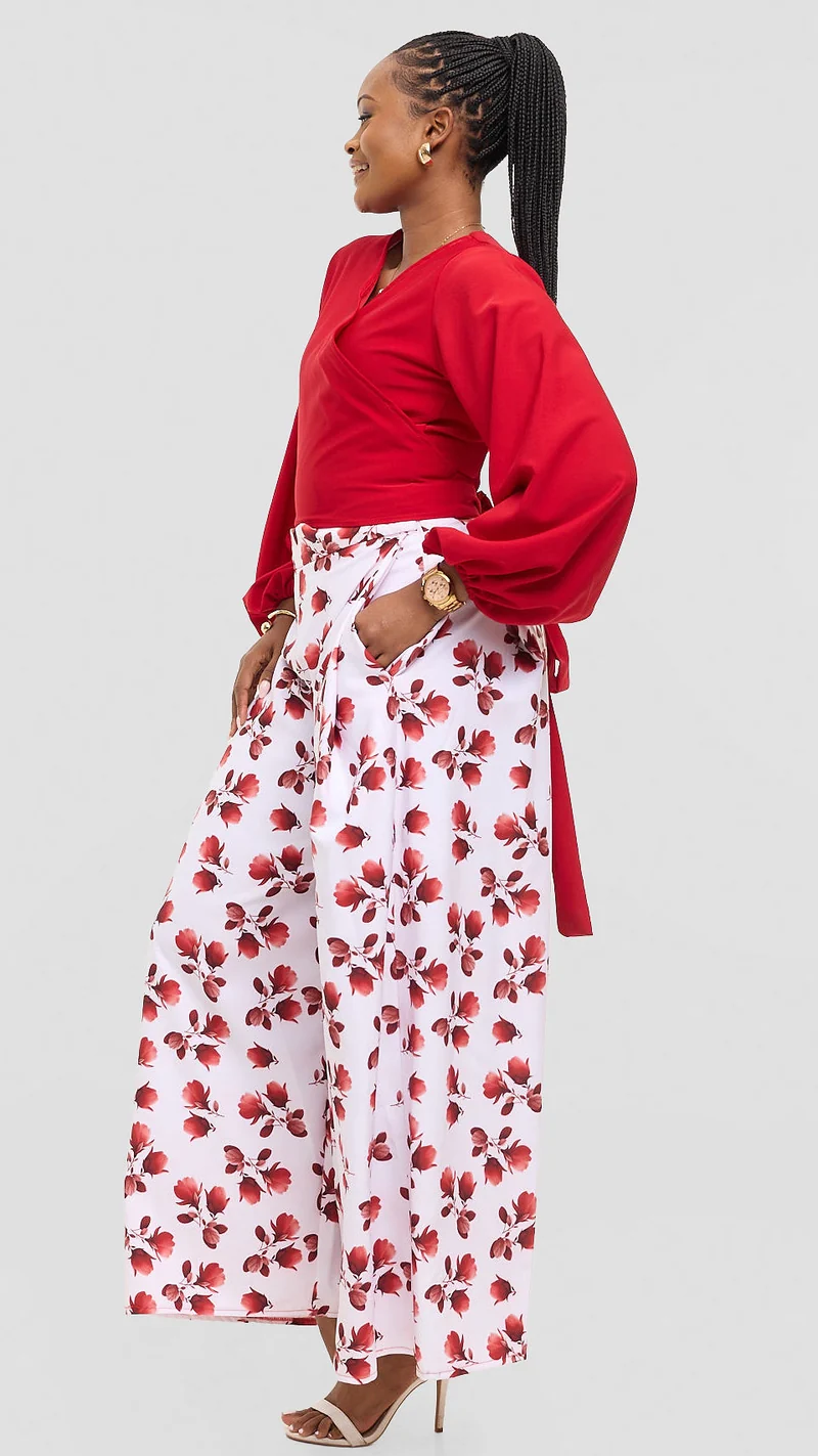 Eunike Midnight Bloom Palazzo Set - Red