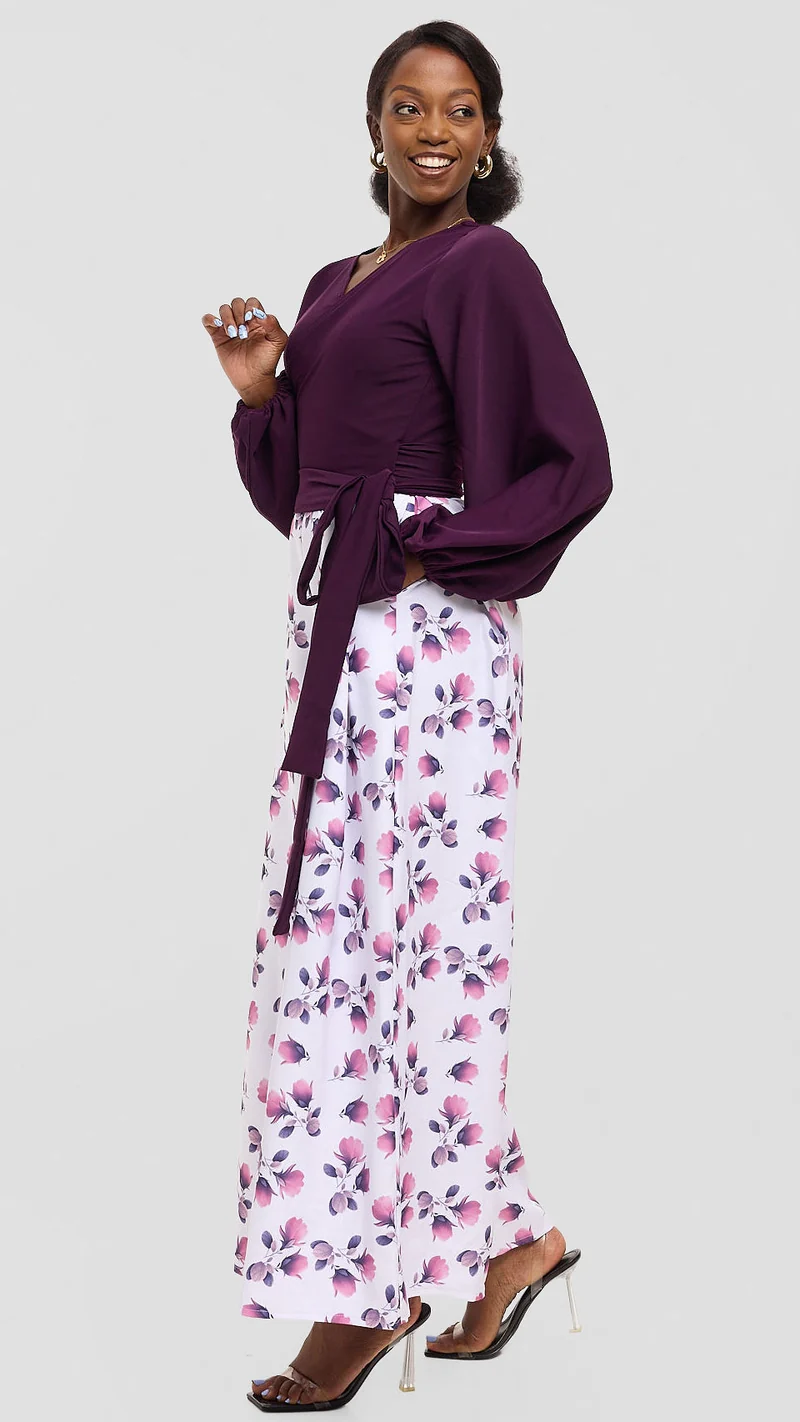 Eunike Midnight Bloom Palazzo Set - Purple
