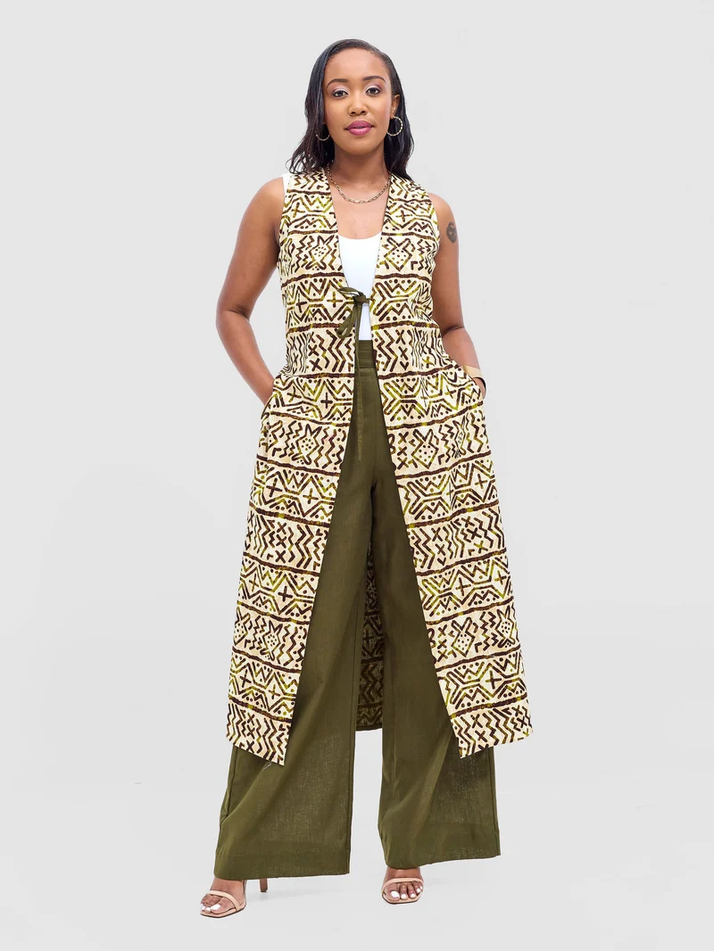 Safari by Vivo Tiwa Wide Leg Pants in Linen - Hunters
