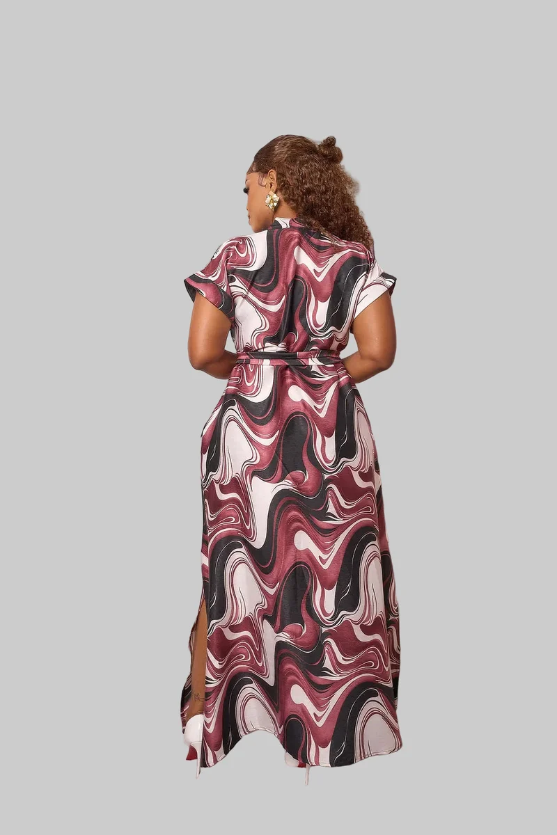 Silk House Collection Rue Kaftan Dress - Maroon Print